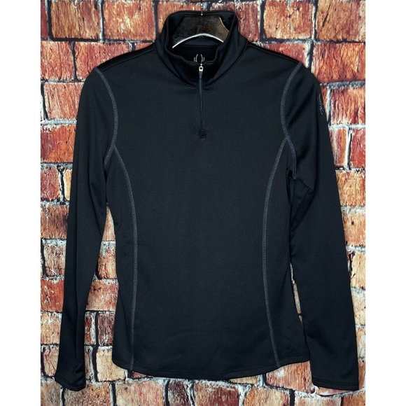 Spyder Active Women’s Base Layer 1/4 Zip Pullover Top Long Sleeve Black Small - Picture 1 of 4